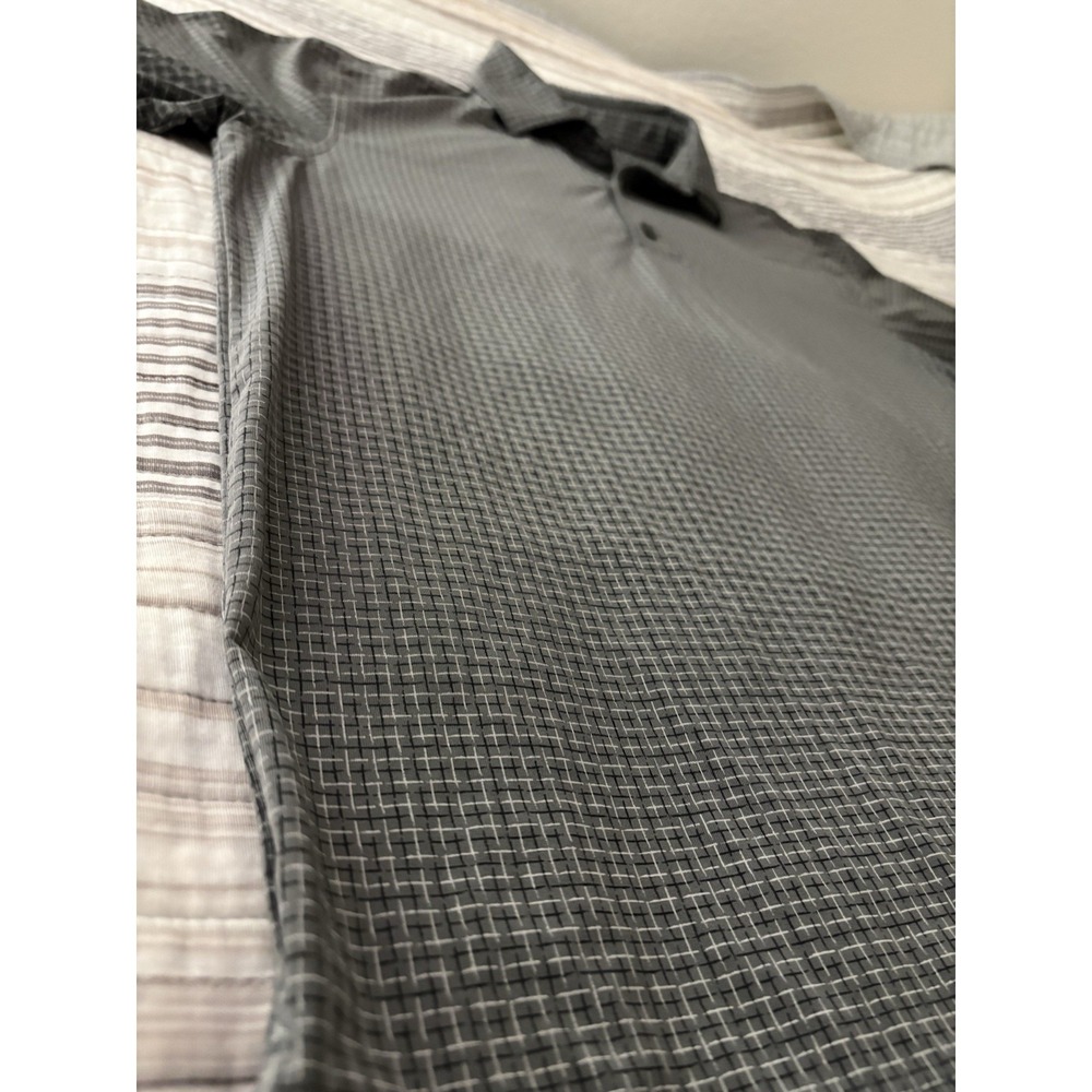 Foot Joy Men's Polo L Gray Checkered Pattern Polyester Golf - Picture 2 of 8